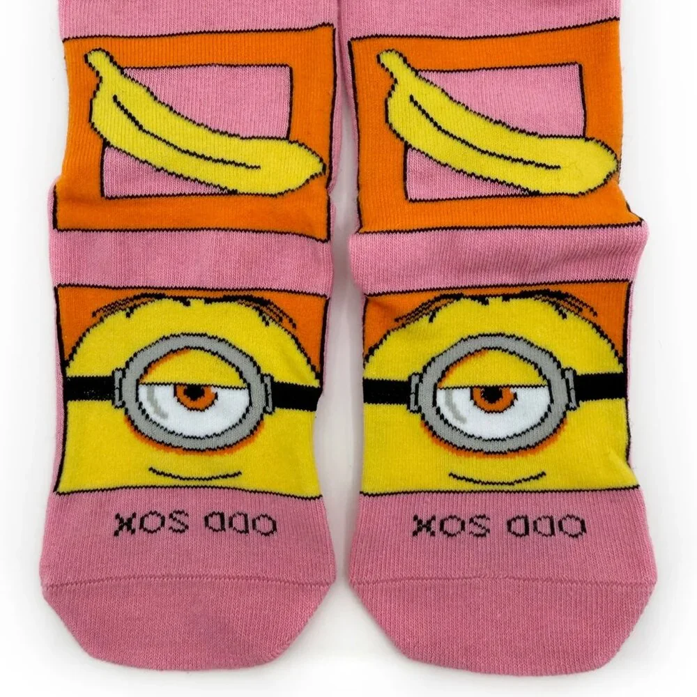 Odd Sox Minions Crew Socks Kids Boys Girls Pink Yellow Banana Fun Gift Movie